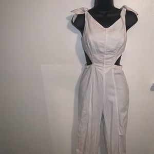 Free People White Cotton V-Neck Jumpsuit